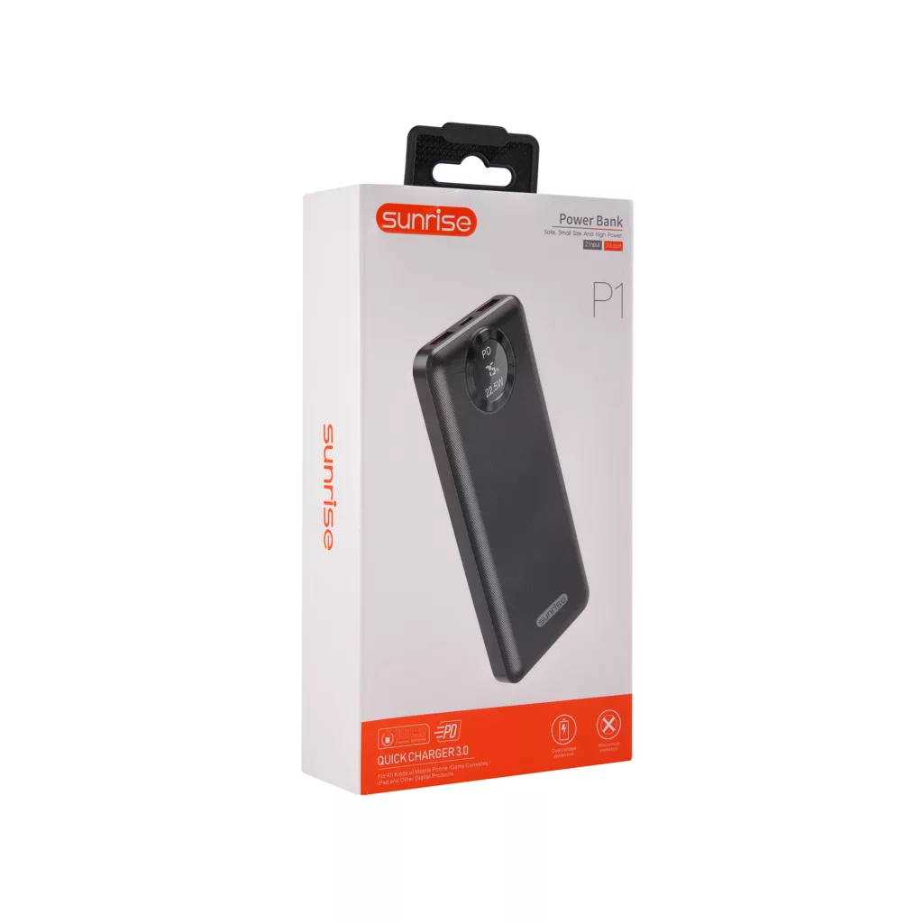 شارژر همراه سانرایز مدل P1 ظرفیت 10000 میلی آمپر ساعت