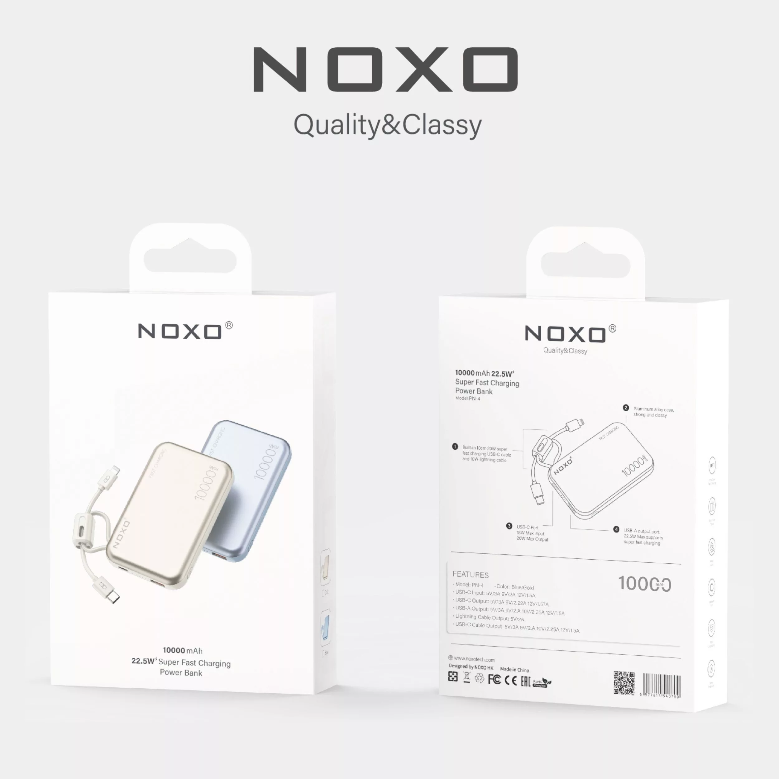 پاوربانک نوکسو مدل PN-4 ظرفیت 10 هزار میلی‌آمپر ساعت