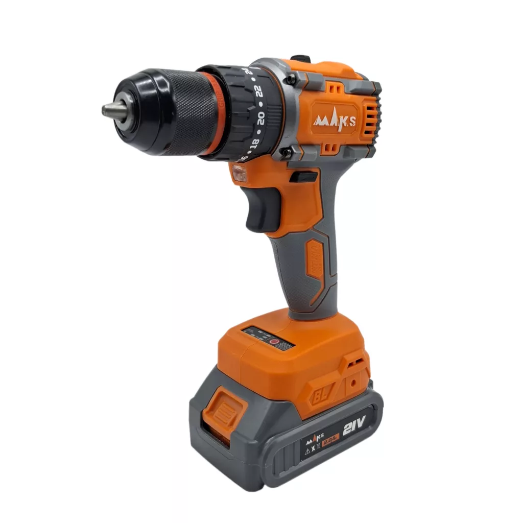 دریل چکشی شارژی براشلس سه نظام 10 میلی متری 21 ولت مکث اچ ام تی مدل DB3 مجوعه 5 عددی