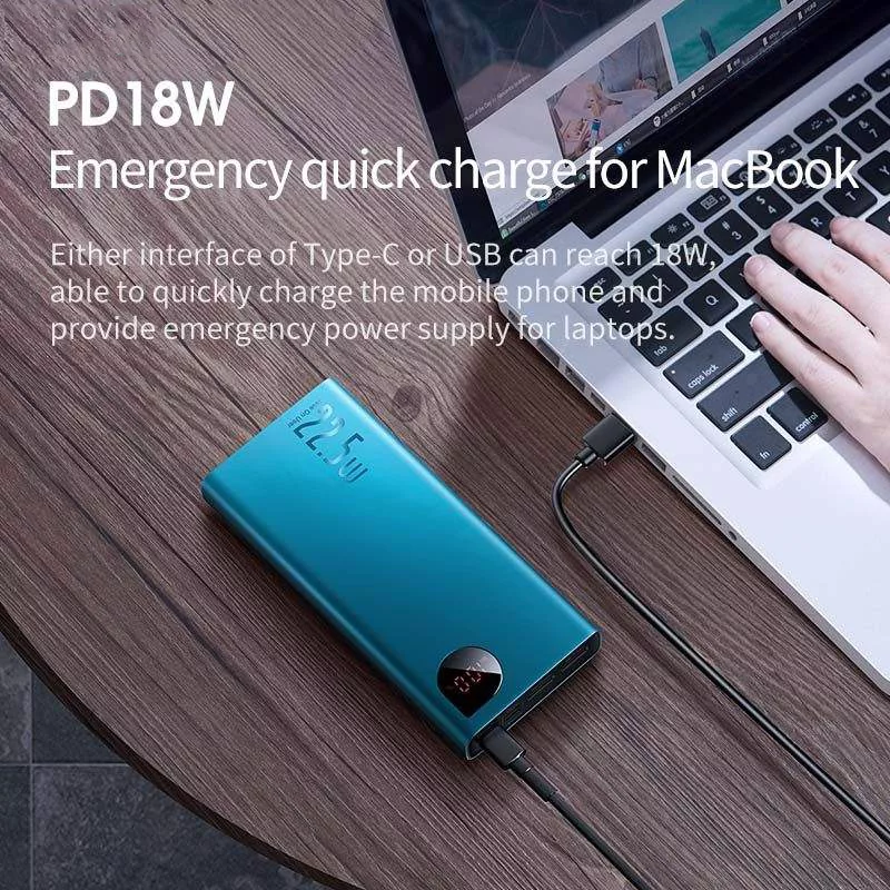 پاوربانک باسئوس مدل Adaman ظرفیت 20000 میلی آمپر ساعت