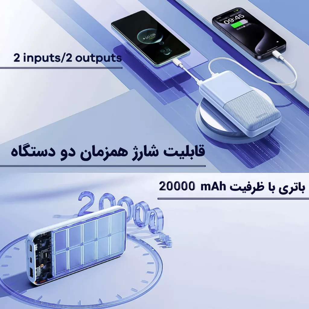 پاوربانک ریمکس مدل RPP-26 ظرفیت 20000 میلی آمپر ساعت