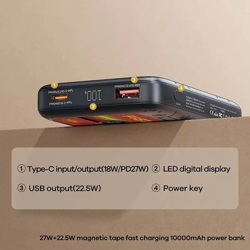 پاوربانک ریمکس مدل Tape Fast Charge 22.5W ظرفیت 10000 میلی آمپر ساعت