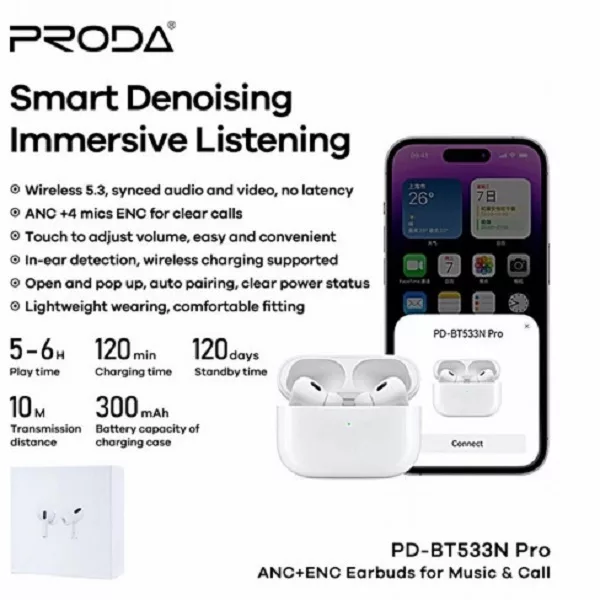 هدفون بلوتوثی ریمکس مدل AirPods Pro 2nd Generation Proda BT533N Pro