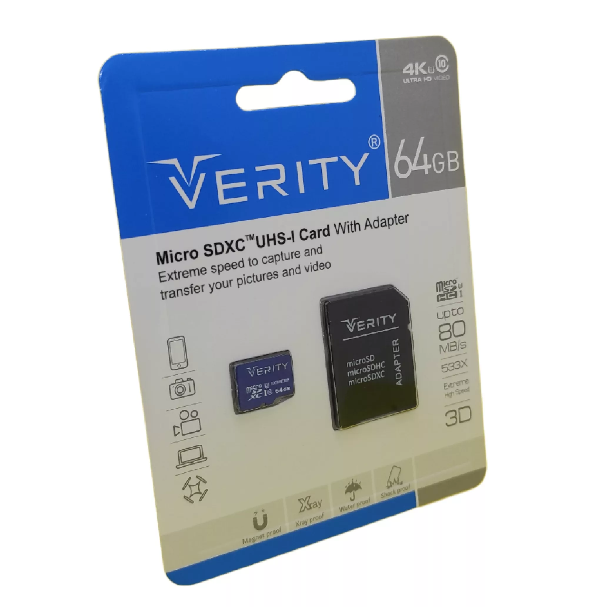 کارت حافظه microSDHC وریتی مدل Final 600X کلاس 10 استاندارد UHS-I U3 سرعت 80MBps ظرفیت 64 گیگابایت به همراه آداپتور SD