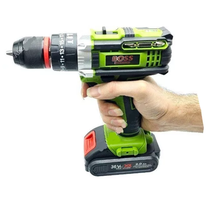 دریل پیچ گوشتی شارژی چکشی باس مدل BS36V مجموعه 26 عددی