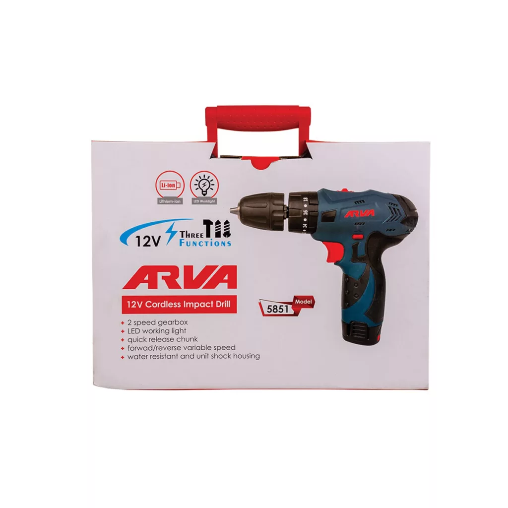 دریل شارژی  سه نظام خودکار 12 ولت آروا مدل 5851