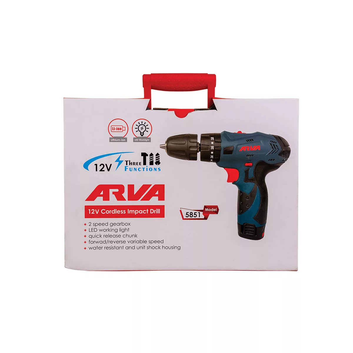 دریل شارژی  سه نظام خودکار 12 ولت آروا مدل 5851