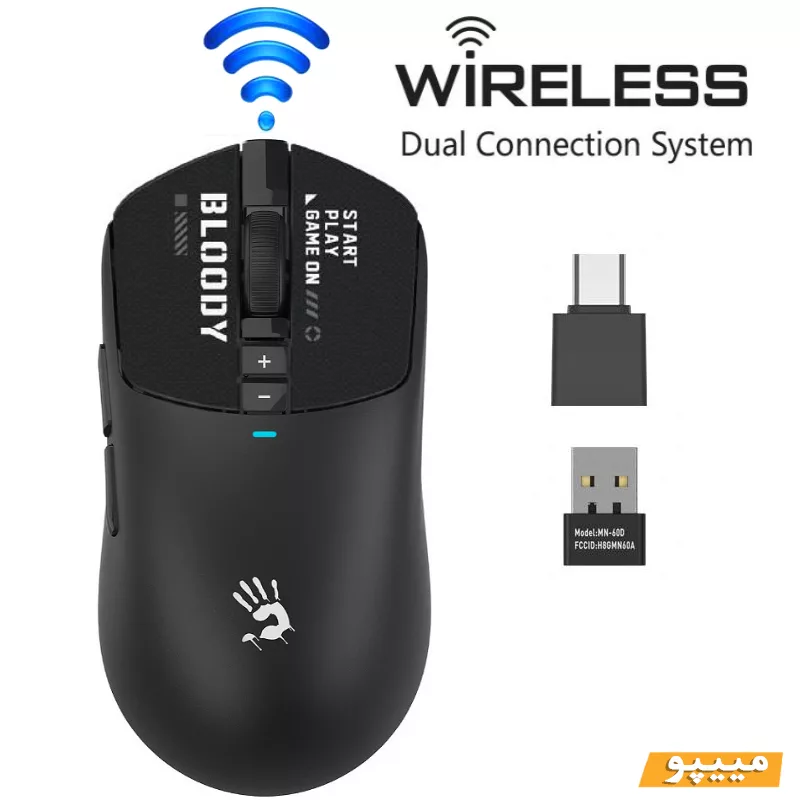 ماوس گیمینگ دوگانه بی‌سیم و باسیم بلادی مدل R_72_ULTRA_DUAL