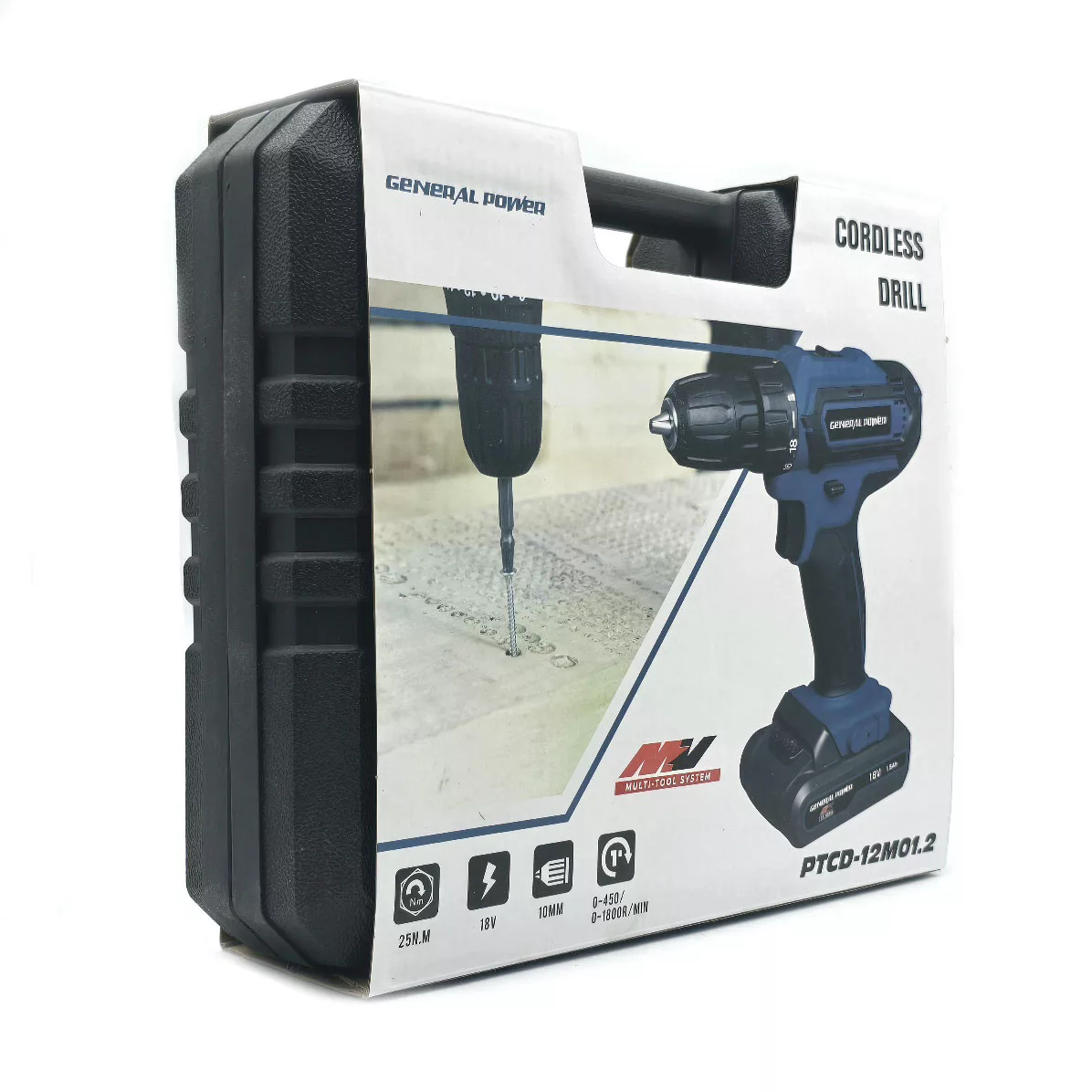 دریل پیچ گوشتی شارژی سه نظام 10 میلیمتری 18 ولت جنرال پاور مدل 18V