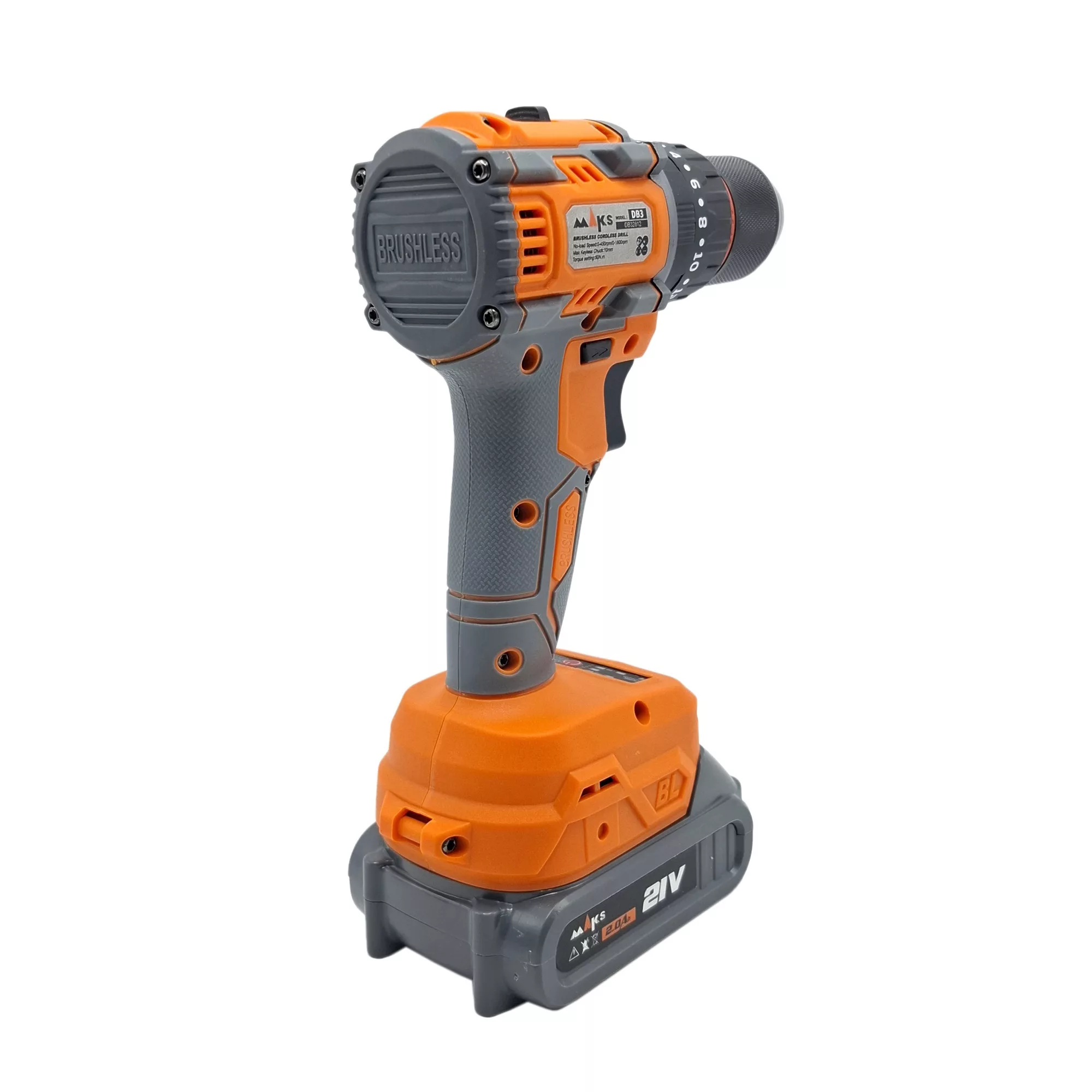 دریل چکشی شارژی براشلس سه نظام 10 میلی متری 21 ولت مکث اچ ام تی مدل DB3 مجوعه 5 عددی