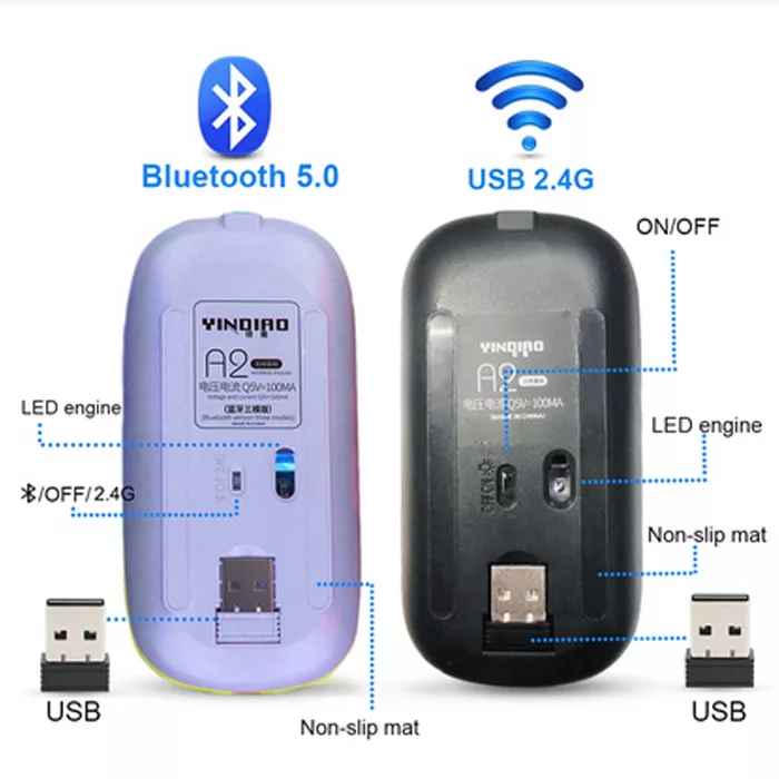 ماوس بی سیم مدل A2 RGB BT