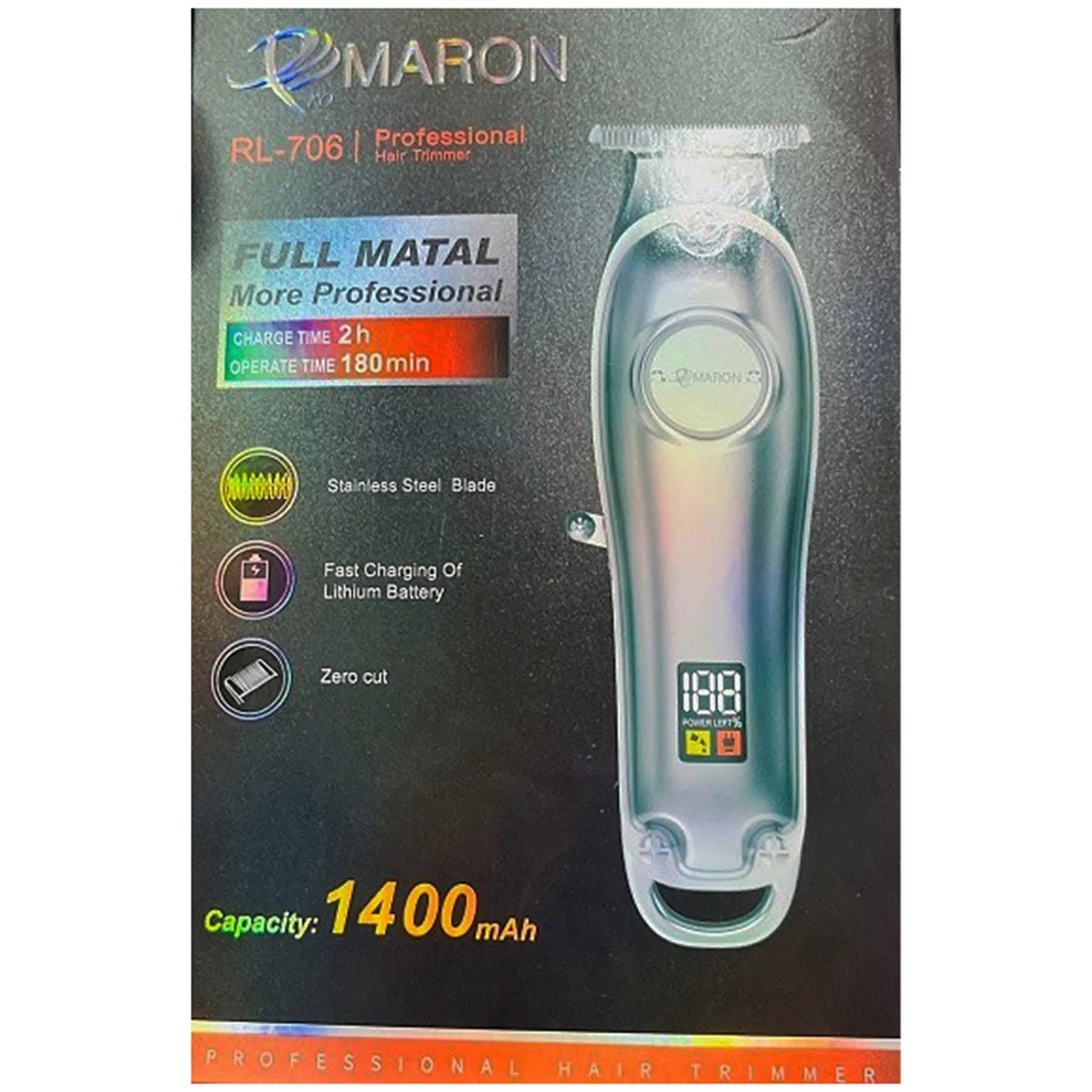 ماشین اصلاح موی سر و صورت پرومارون مدل RL706، اصلاح به صورت تریم، قابلیت اصلاح به صورت صفر، منبع انرژی با باتری قابل شارژ، تکنولوژی اصلاح به صورت صفر زن و خط زن، اندازه اصلاح 2 تا 4