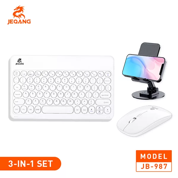 کیبورد و ماوس بلوتوثی جکنگ مدل JB-987 3 In 1 SET