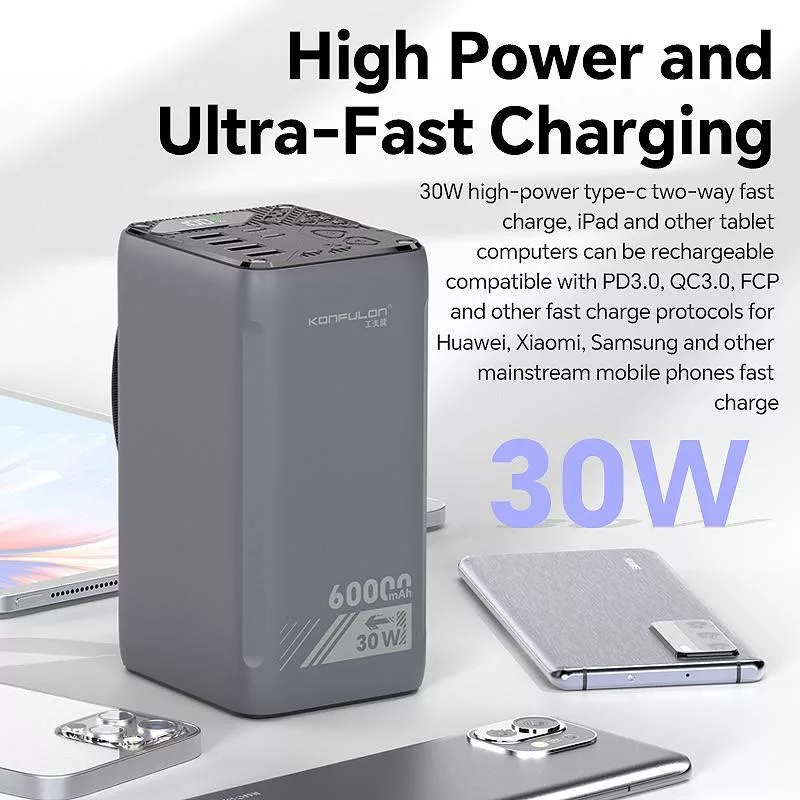 پاوربانک کانفلون مدل A47Q ظرفیت 60000 میلی آمپر ساعت