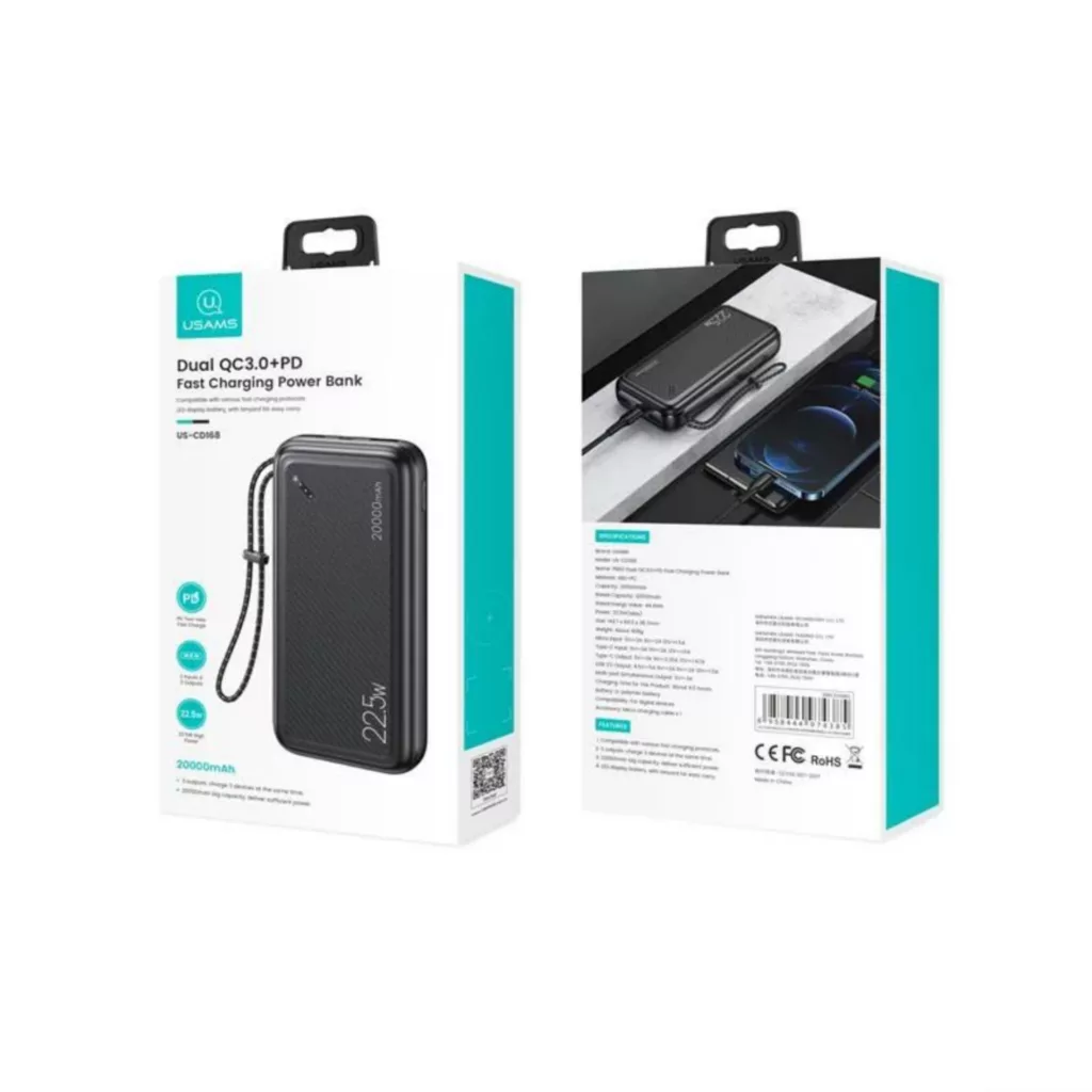 پاوربانک یوسمز مدل 001 ظرفیت 20000 میلی امپر