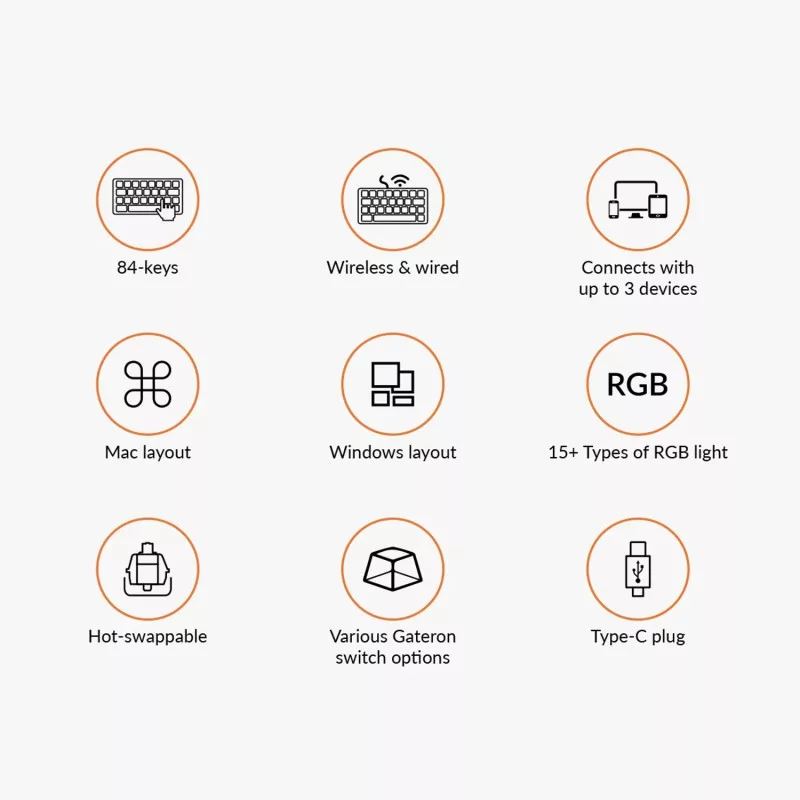 کیبورد مخصوص بازی کیکورن مدل K2 V2 Hot-Swappable