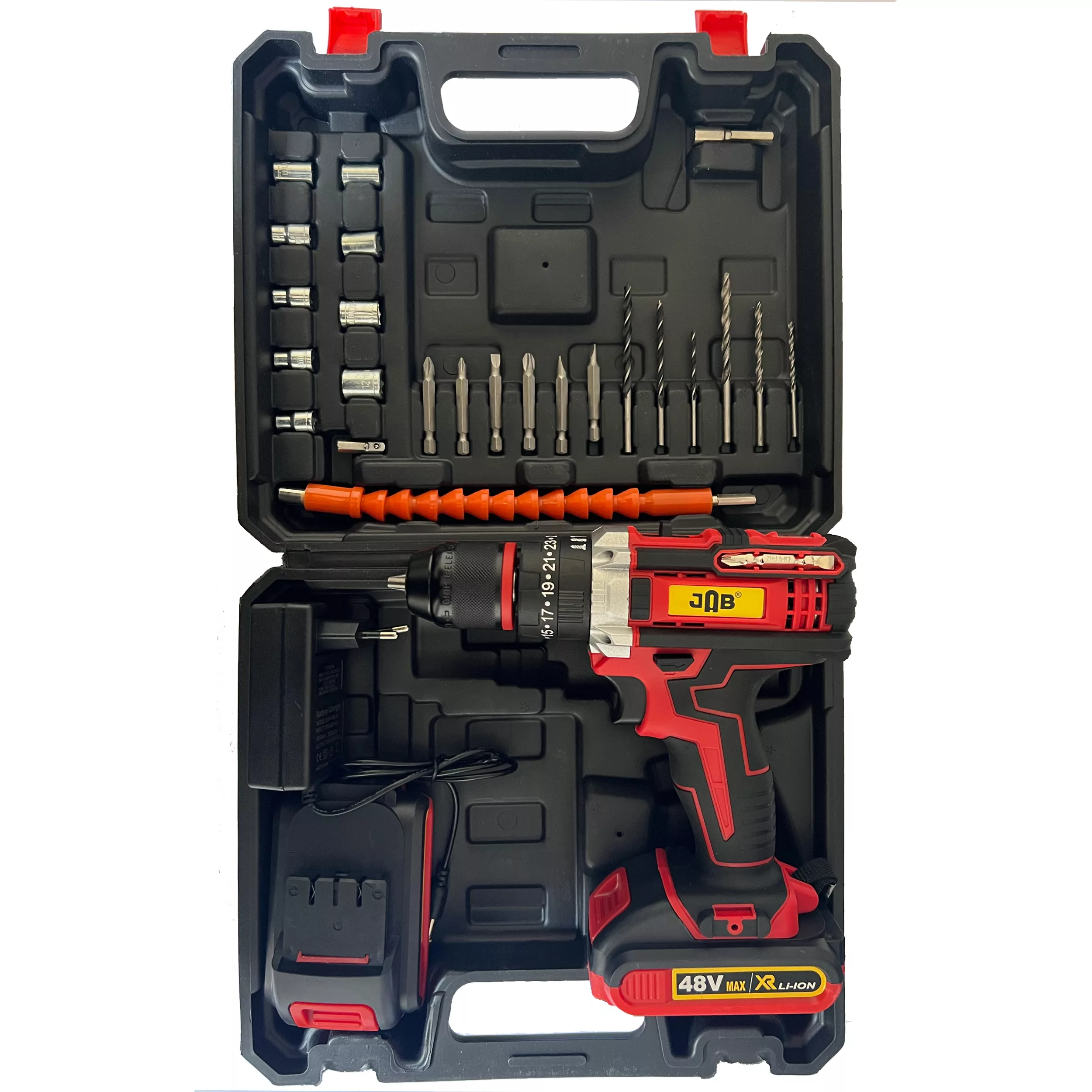 دریل پیچ گوشتی شارژی جاب مدل  JB-99850 RD مجموعه 45 عددی
