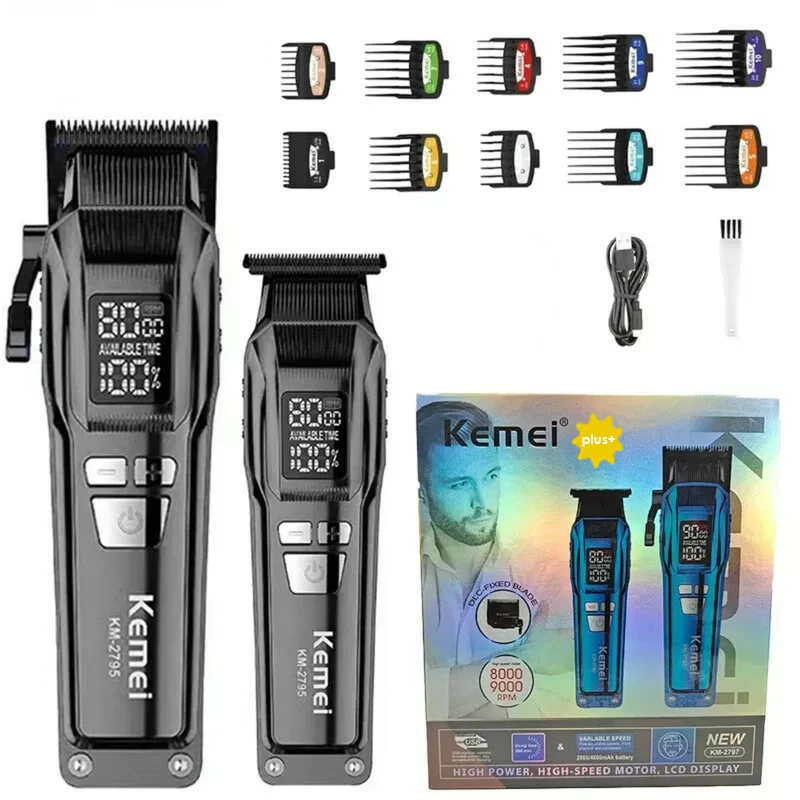 ماشین اصلاح موی سر و صورت شارژی کیمی مدل KM-2797-plus بسته 2 عددی