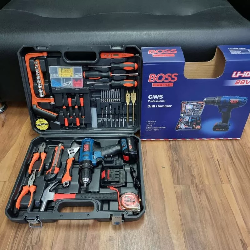 مجموعه 100 عددی دریل پیچ گوشتی چکشی شارژی باس مدل life style