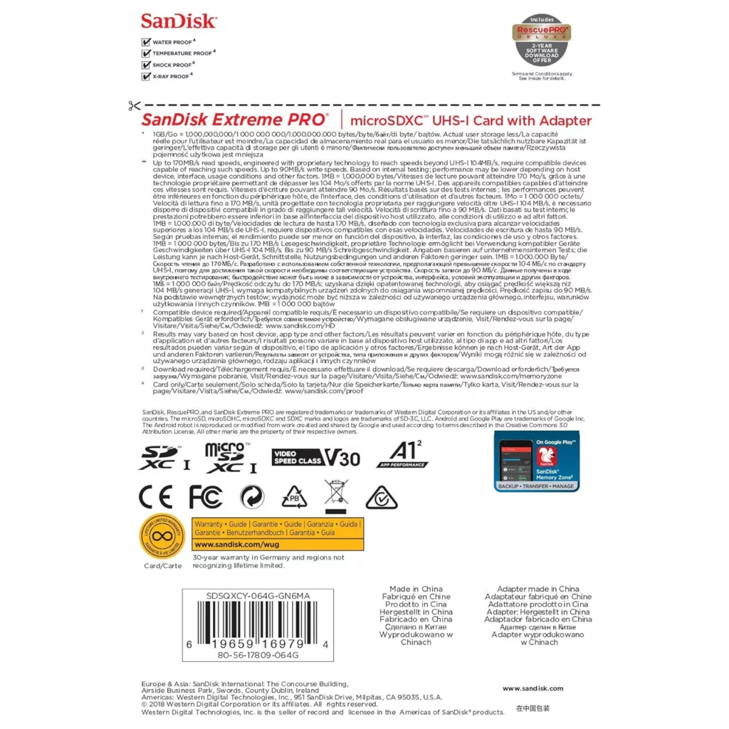 کارت حافظه microSDXC سن دیسک مدل Extreme PRO کلاس A2 استاندارد UHS-I U3 سرعت 170MBps ظرفیت 64 گیگابایت