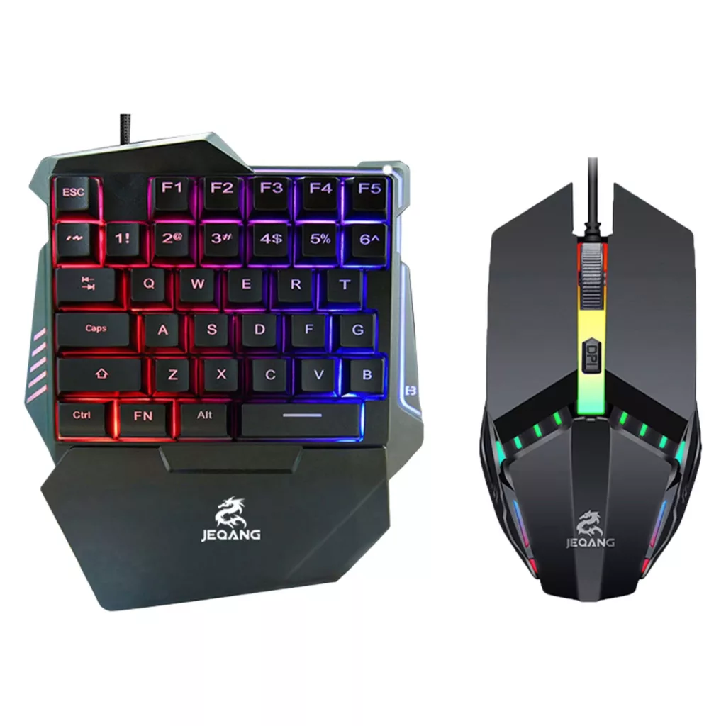 کیبورد و موس مخصوص بازی جکنگ مدل JK-913، سوییچ ممبران، Full-Size، نورپردازی LED RGB