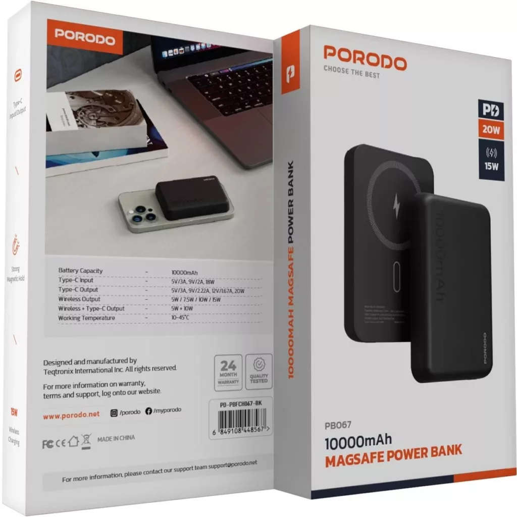 پاوربانک پرودو مدل PB067 ظرفیت 10000 میلی آمپر ساعت