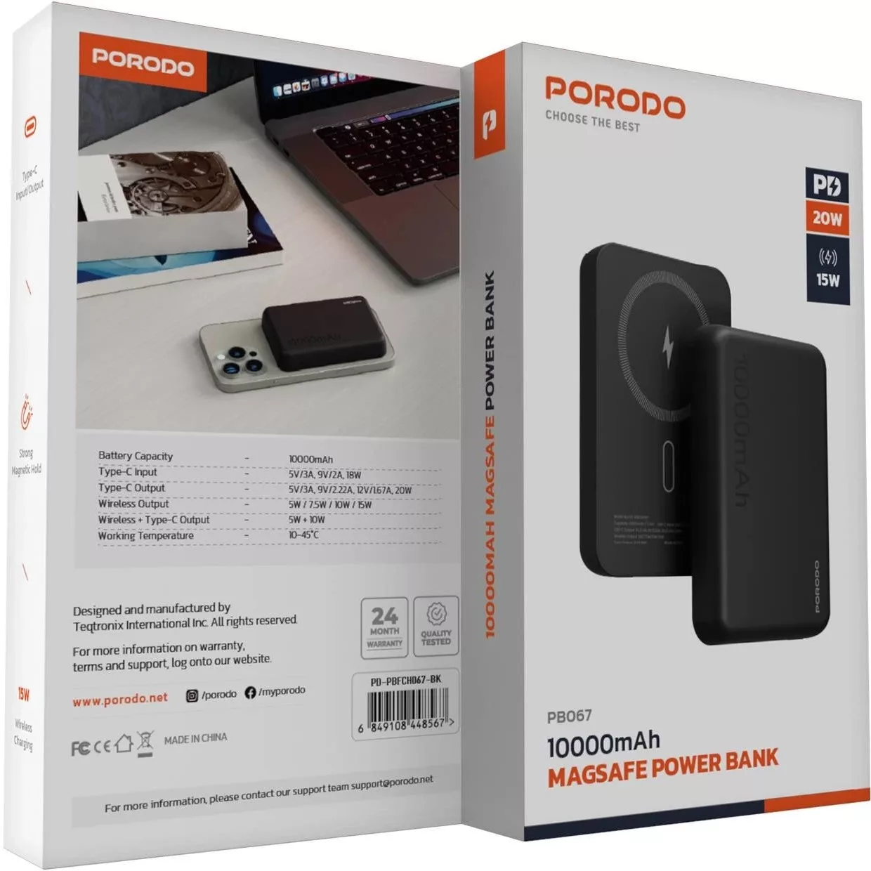 پاوربانک پرودو مدل PB067 ظرفیت 10000 میلی آمپر ساعت