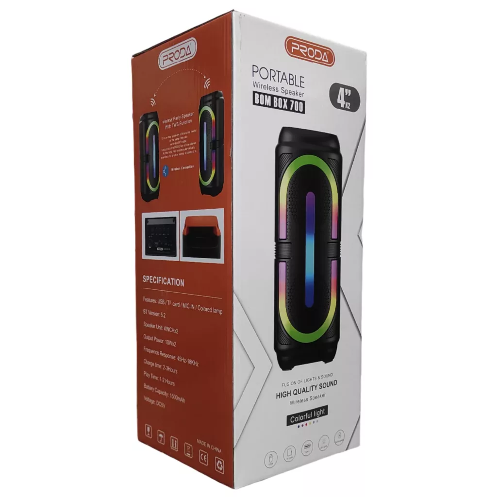 اسپیکر بلوتوثی قابل حمل پرودا مدل BOM BOX 700