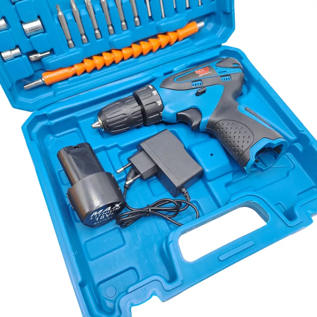 مجموعه 27 عددی دریل پیچ گوشتی شارژی سه نظام 10 اتوماتیک 18 ولت باس مدل 18VF کد 1