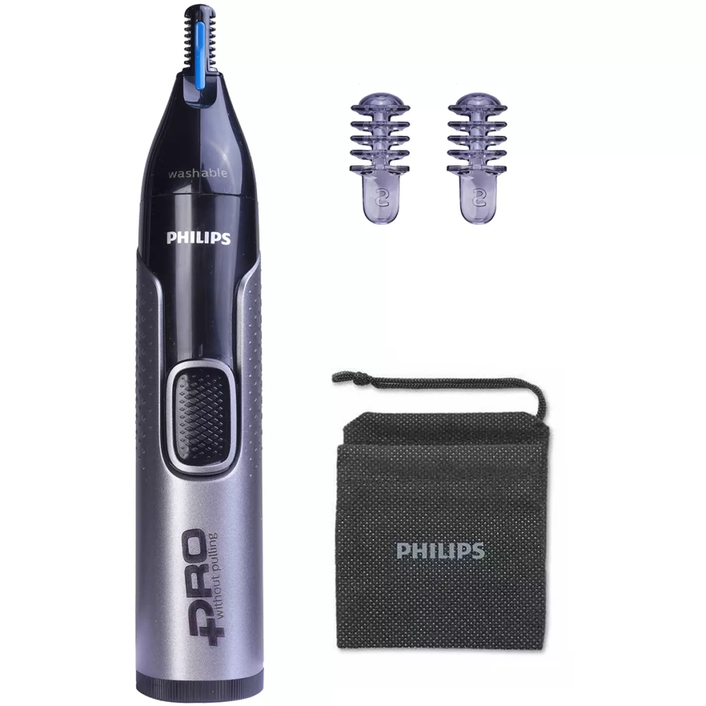 ماشین اصلاح موی سر و صورت فیلیپس مدل 5000 به‌همراه موزن بینی pro، اصلاح به صورت حجم‌زن، ضد آب، منبع انرژی باتری قابل شارژ، تکنولوژی اصلاح به صورت برش مستقیم، مدت زمان شارژ سریع 5 دقیقه و مدت زمان استفاده پس از شارژ 80 دقیقه، به‌همراه شارژر، کیف نگهداری