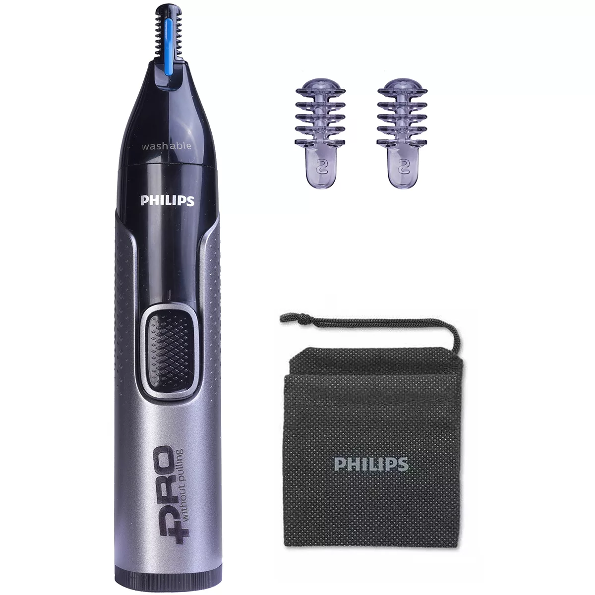 ماشین اصلاح موی سر و صورت فیلیپس مدل 5000 به‌همراه موزن بینی pro، اصلاح به صورت حجم‌زن، ضد آب، منبع انرژی باتری قابل شارژ، تکنولوژی اصلاح به صورت برش مستقیم، مدت زمان شارژ سریع 5 دقیقه و مدت زمان استفاده پس از شارژ 80 دقیقه، به‌همراه شارژر، کیف نگهداری