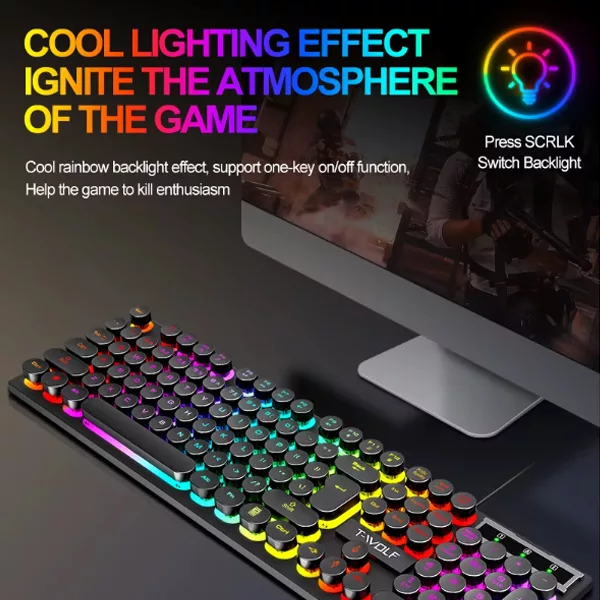 کیبورد مخصوص بازی تی‌ولف مدل T80 PUNK