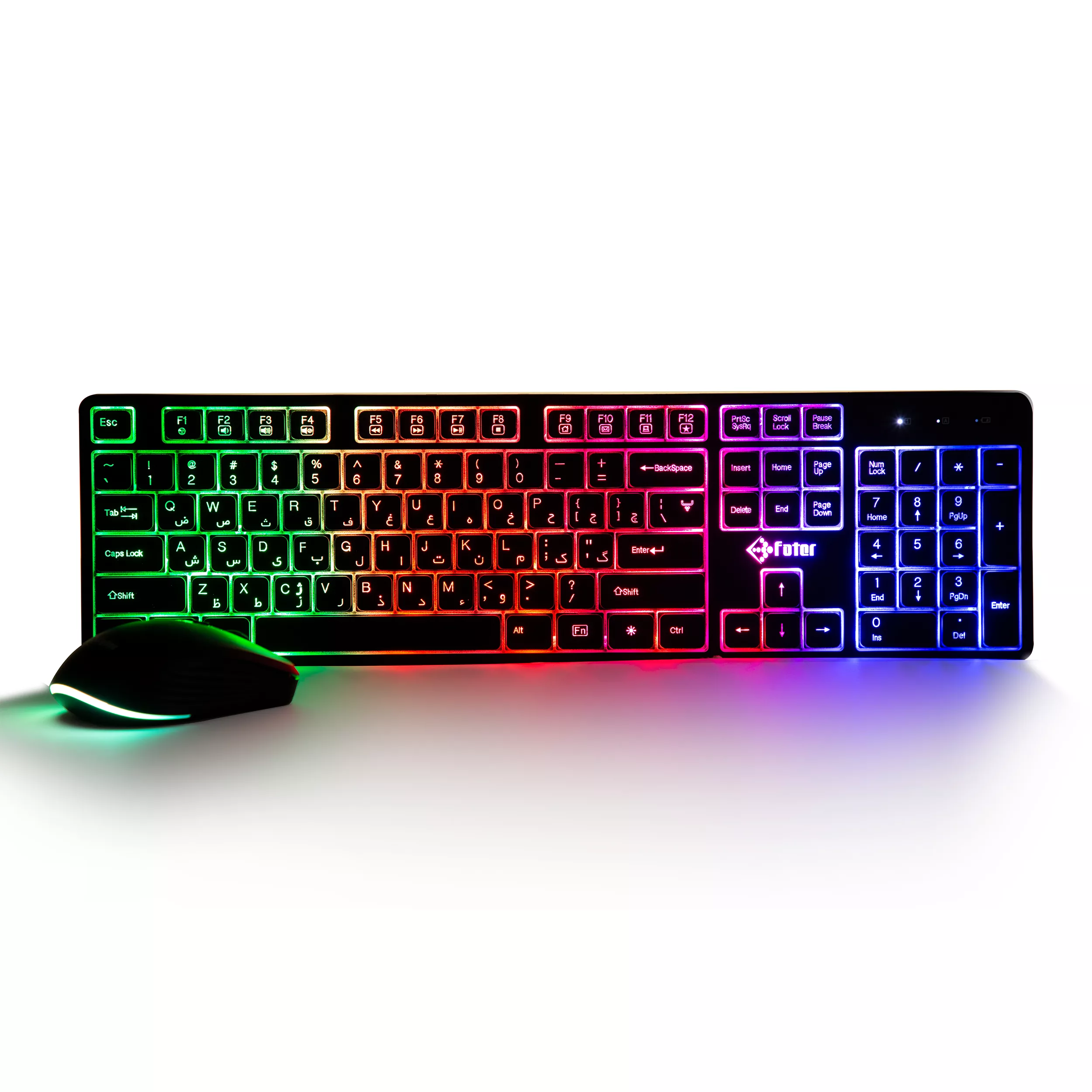 کیبورد و ماوس گیمینگ فاطر مدل CWR-7000B، سوییچ ممبران، Full-Size، نورپردازی RGB