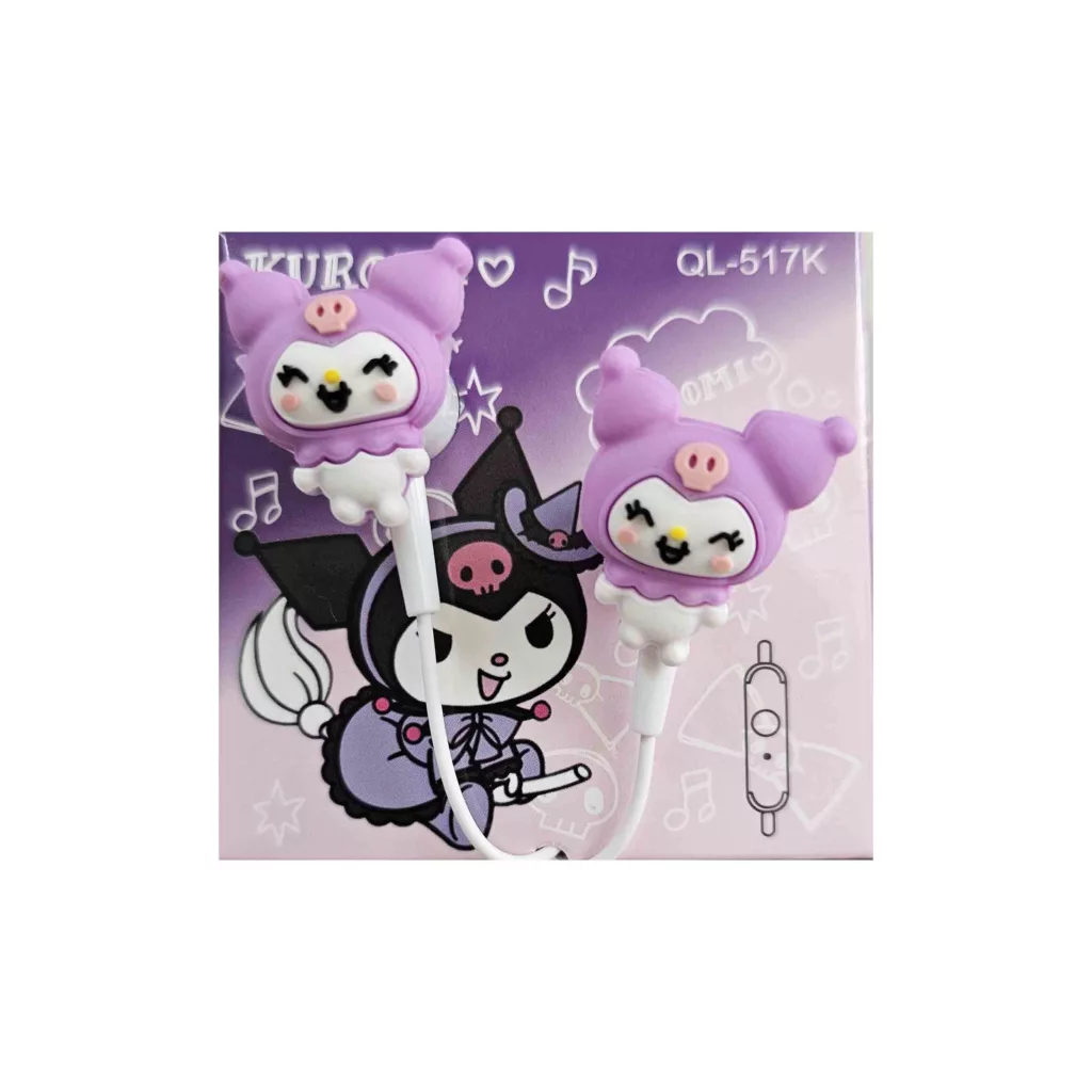 هندزفری طرح فانتزی کرومی کیوت به همراه کیف هندزفری