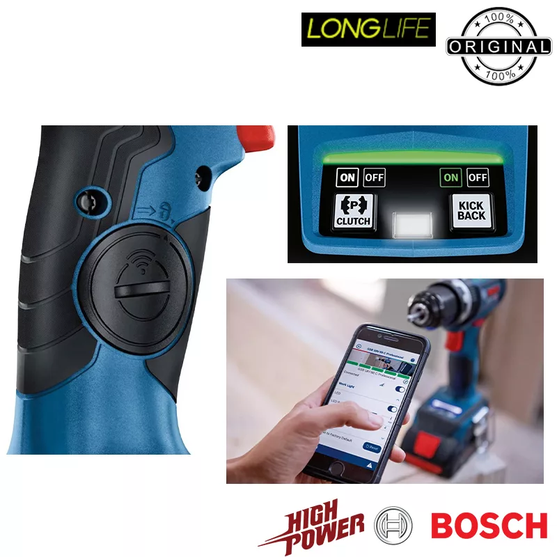 دریل پیچ گوشتی شارژی چکشی بوش مدل فوق هوشمند GSB 18V-90 C Mototr Brushless