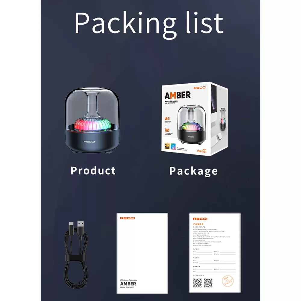 اسپیکر بلوتوثی رسی مدل AMBER RSK-W31