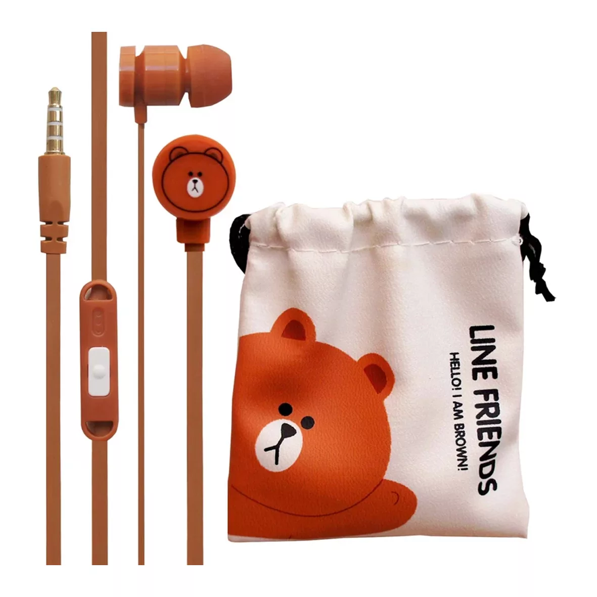 هندزفری طرح فانتزی خرس مدل Line-Friends-XY-02 به همراه کیف هندزفری هندزفری طرح فانتزی خرس مدل Line-Friends-XY-02 به همراه کیف هندزفری