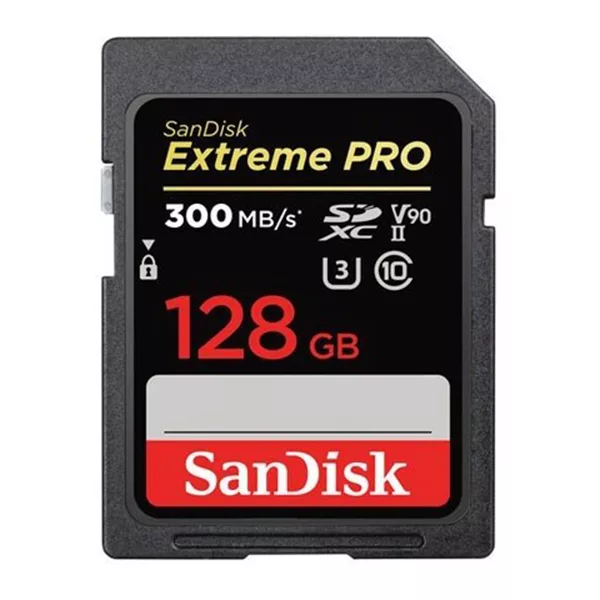 کارت حافظه SDXC سن دیسک مدل Extreme Pro V90 کلاس 10 استاندارد UHS-II U3 سرعت 300mbps ظرفیت 128 گیگابایت