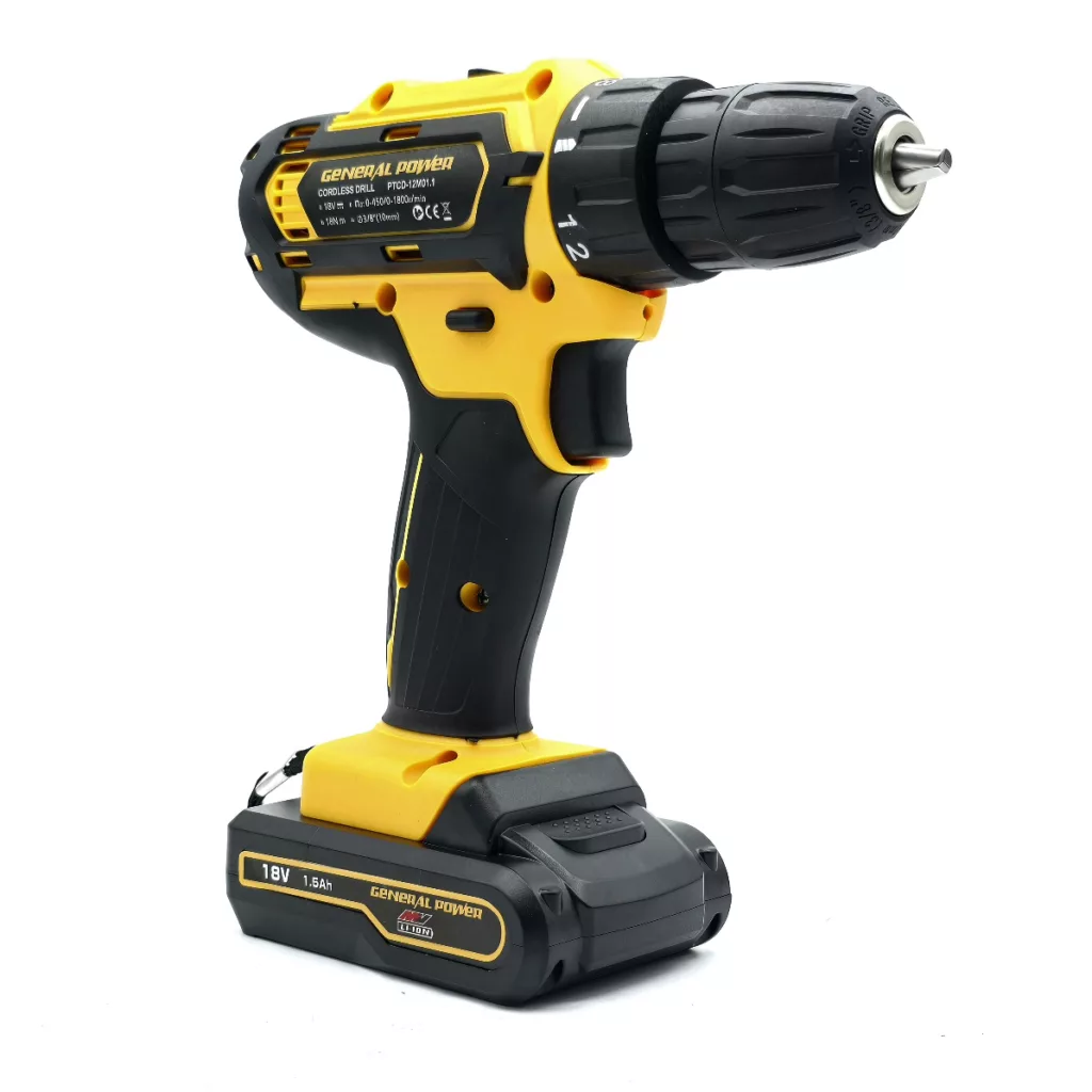 دریل پیچ گوشتی شارژی سه نظام 10 میلی متری 18 ولت جنرال پاور مدل 12M01.1