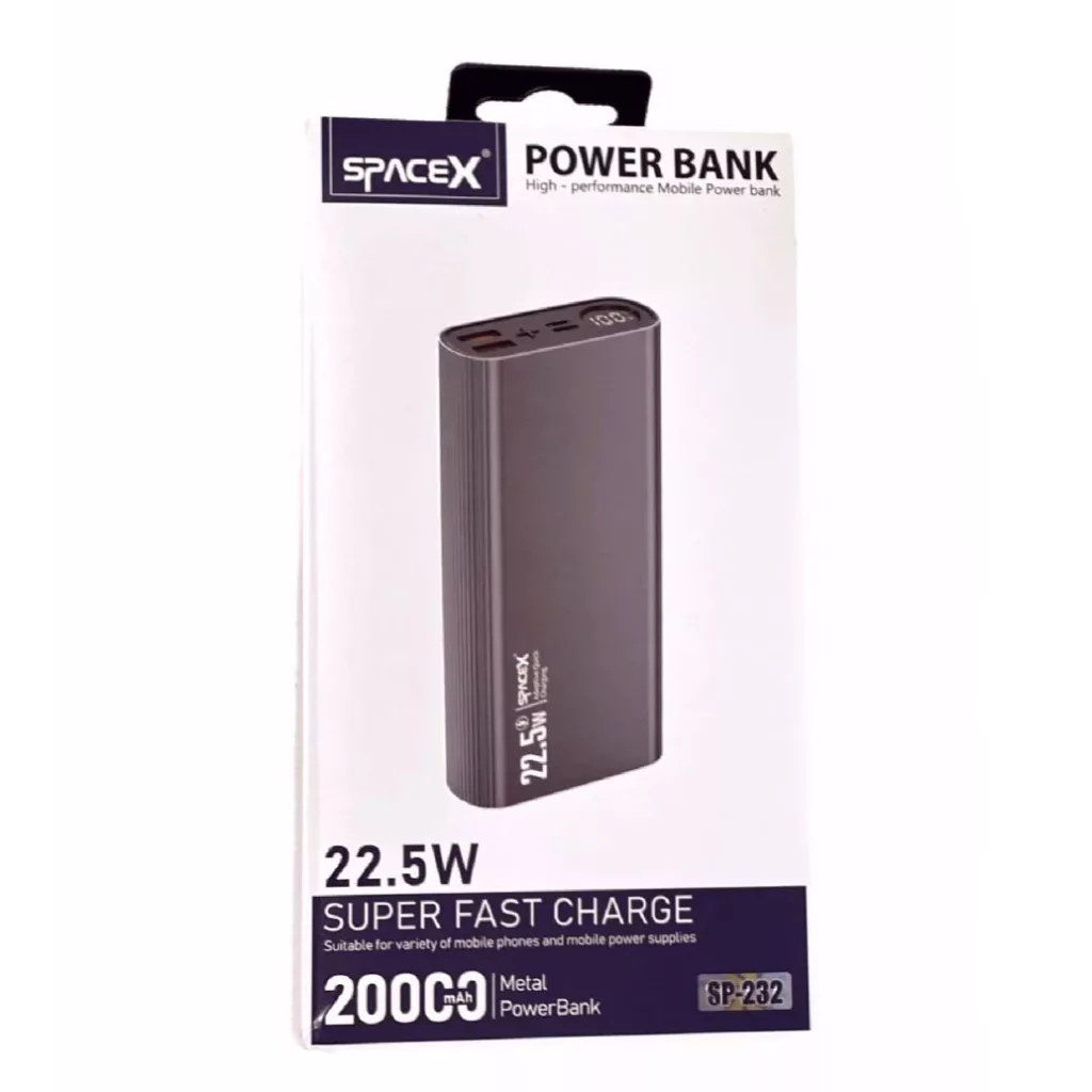 پاوربانک اسپیس ایکس مدل SP-232 ظرفیت 20000 میلی آمپر ساعت