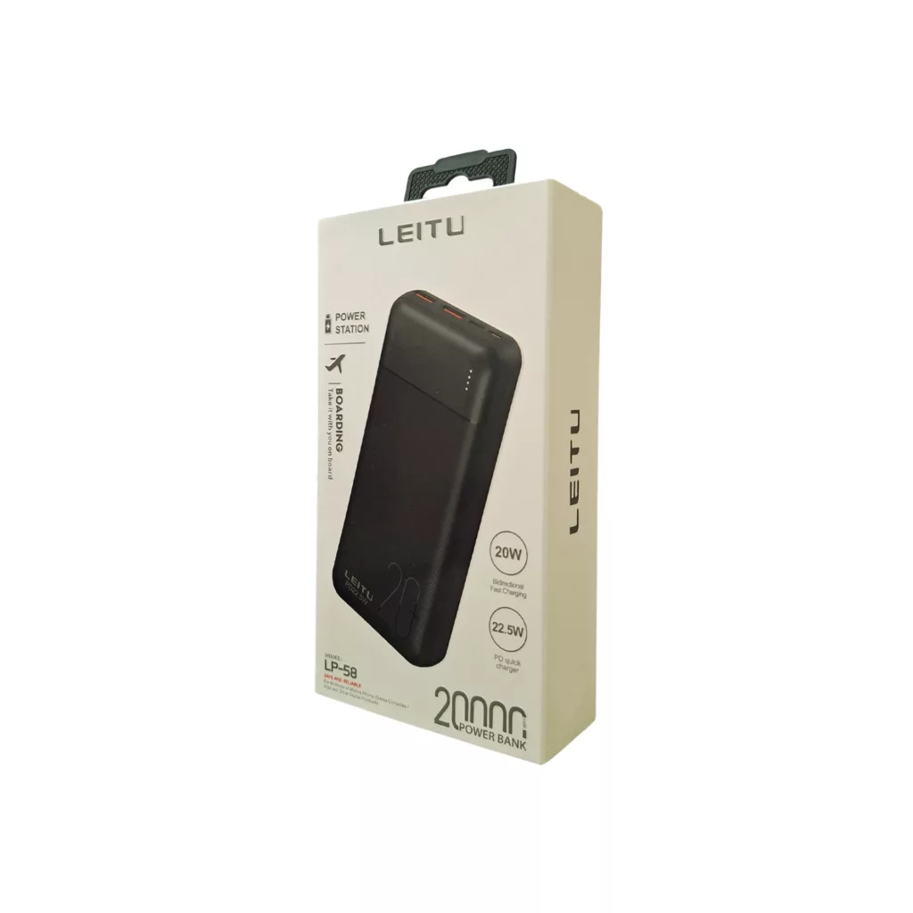 پاوربانک لیتو مدل LP-58 ظرفیت 20000 میلی آمپر ساعت