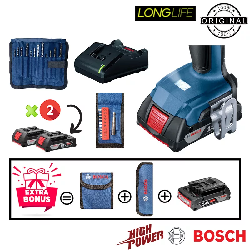 دریل پیچ گوشتی چکشی شارژی بوش مدل GSB 18 V-50 Extra
