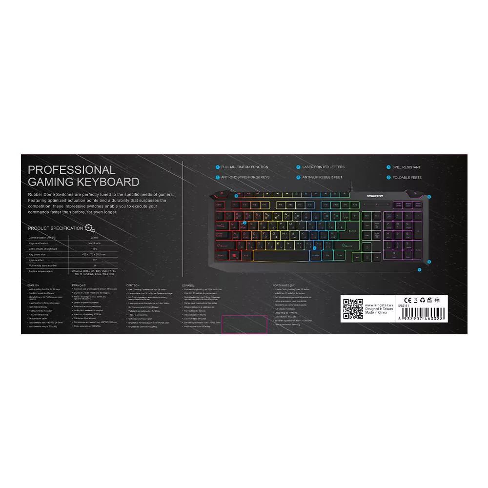 کیبوردمخصوصبازی کینگ استار مدل KB165G