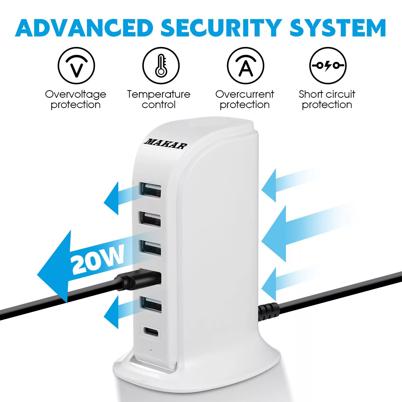 آداپتور شارژ 6 پورت ماکار مدل 6Port- MultiTowerCharger