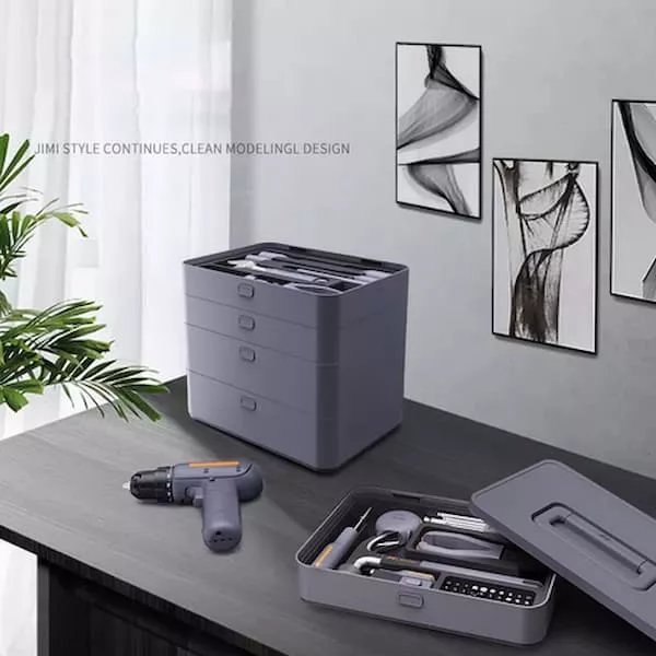 پیچ گوشتی شارژی ۱۲ ولت جیمی هوم مدل JIMIBOX X4-ABCD مجموعه 61 عددی