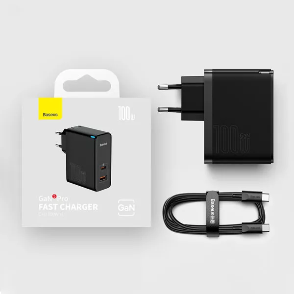 شارژر دیواری باسئوس مدل GaN5 Pro 100W CCGP090201