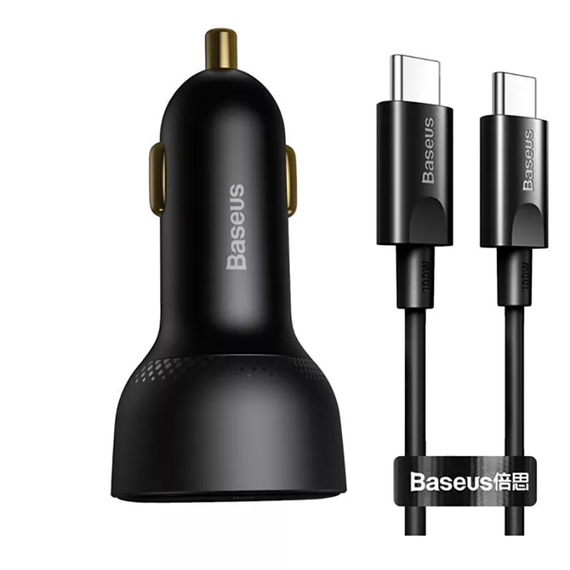 شارژر فندکی باسئوس مدل Superme Digital Display 100w به همراه کابل تبدیل USB-C