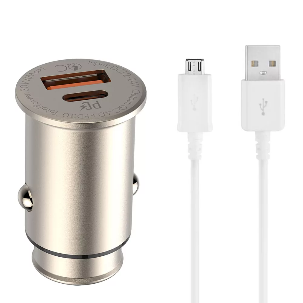 شارژر فندکی الدینیو مدل C506Q به همراه کابل تبدیل microUSB