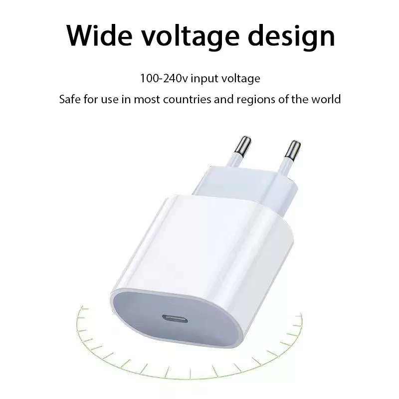 شارژر دیواری ۲۰ وات مدل USB-C به همراه کابل لایتنینگ