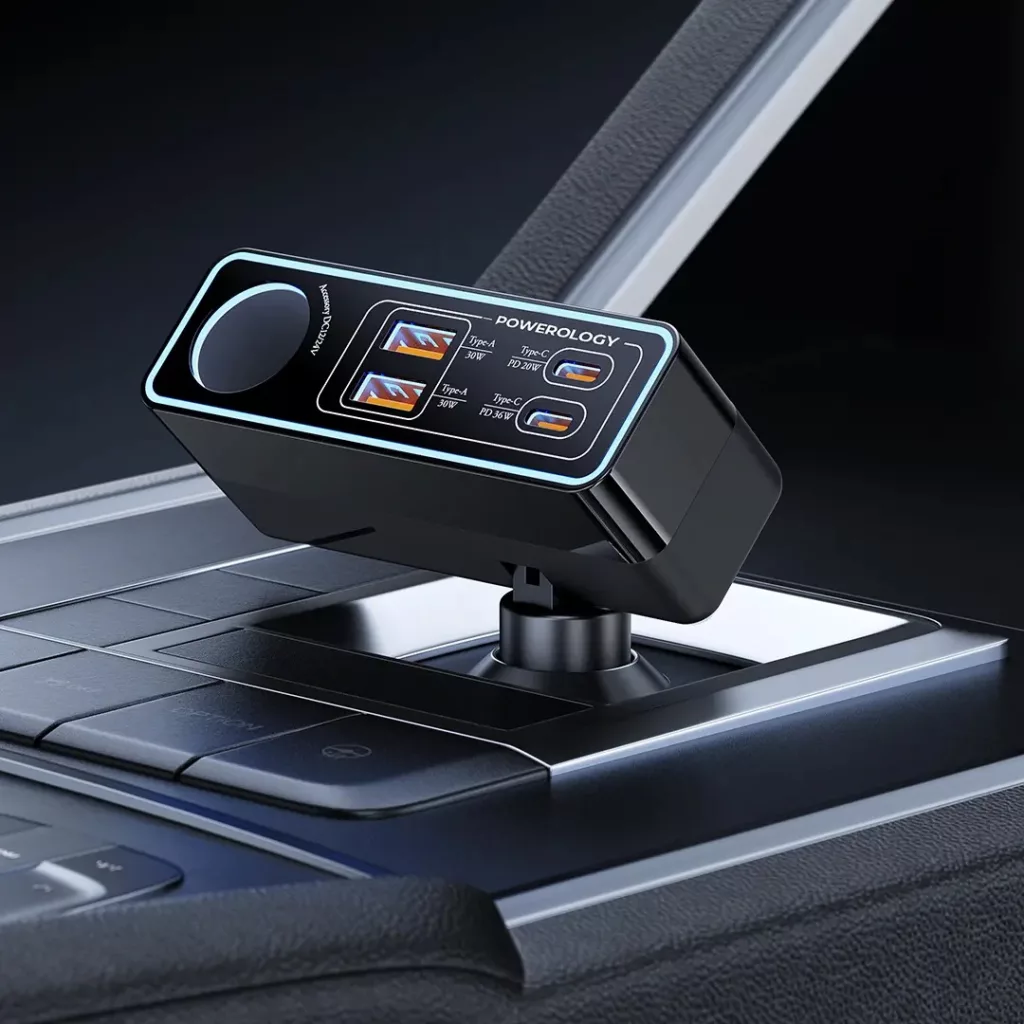 شارژر فندکی 125 وات 5 پورت پاورولوجی مدل Brio 125W PWDA58BK